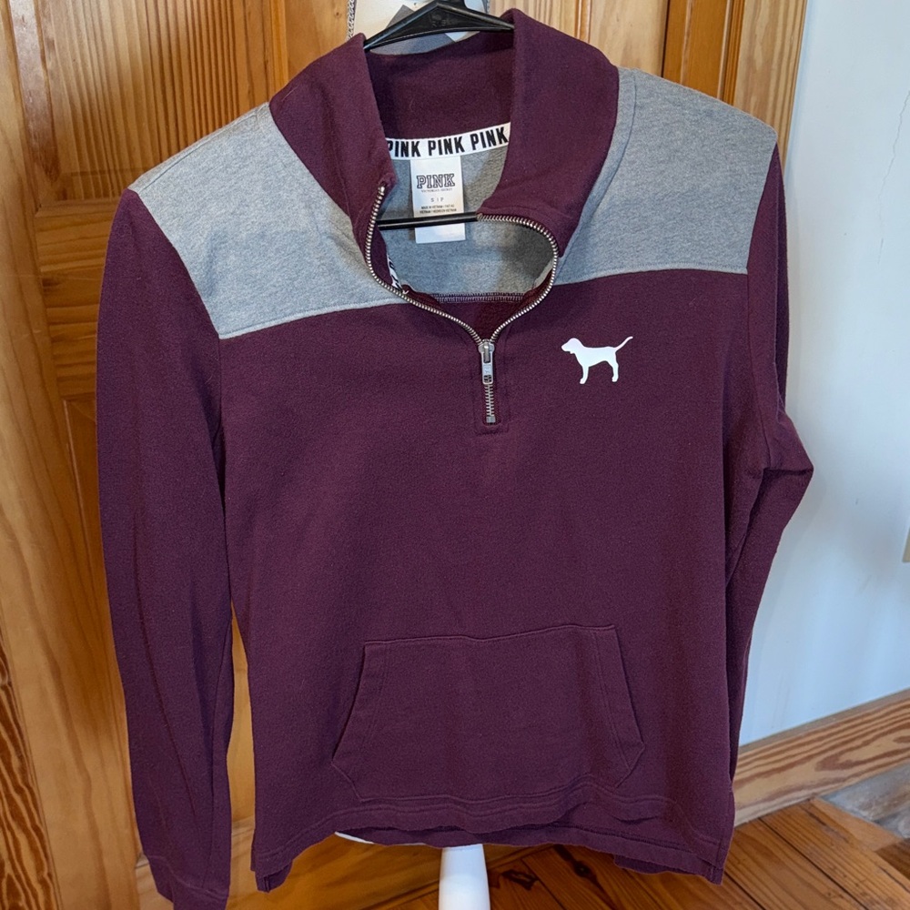 Pink Quarter-Zip Pullover with Logo